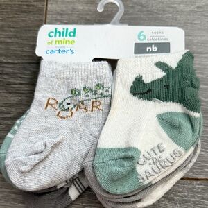 CO Baby Socks with Dinosaur and Stripes - Gray and Green